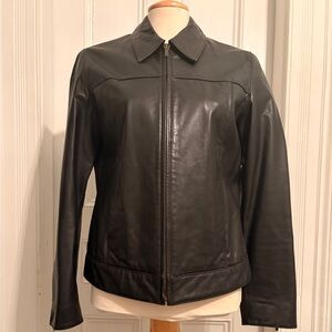 GAP Women's Classic Black Leather Jacket